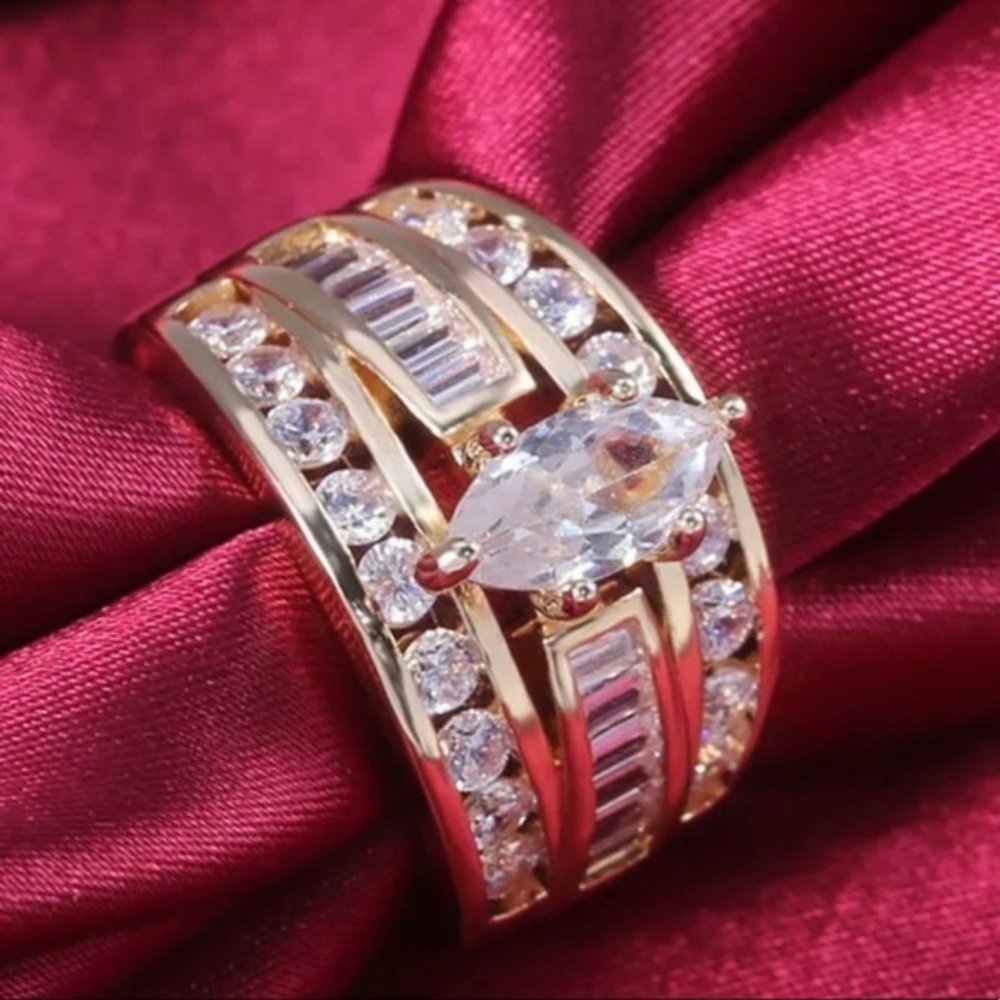 YELLOWGOLD BRIDAL WEDDING RING - Picture 10 of 13